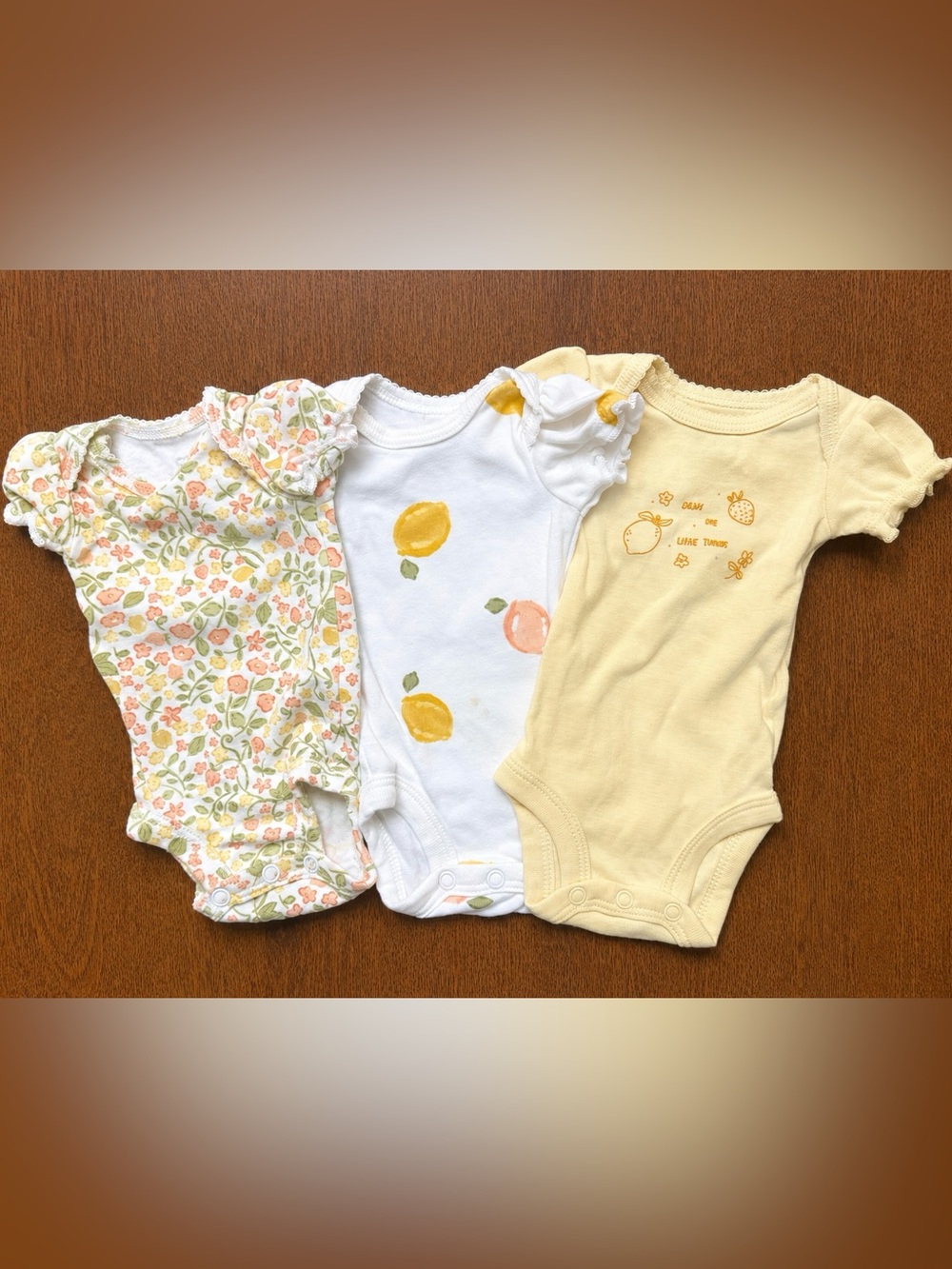 Carter’s Preemie Onesie Bundle Floral Lemon Yellow Baby Girl Worn Only Once
